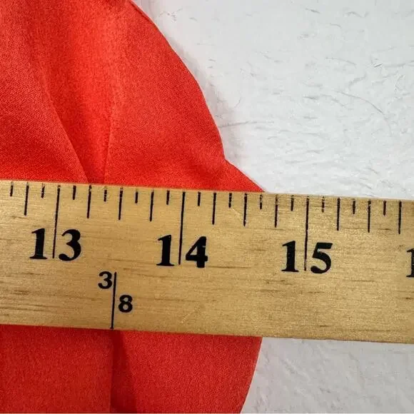 Harlyn Orange Scalloped Satin Camisole Tank Top Womens XS Capsule Wardrobe Basic - Picture 9 of 9